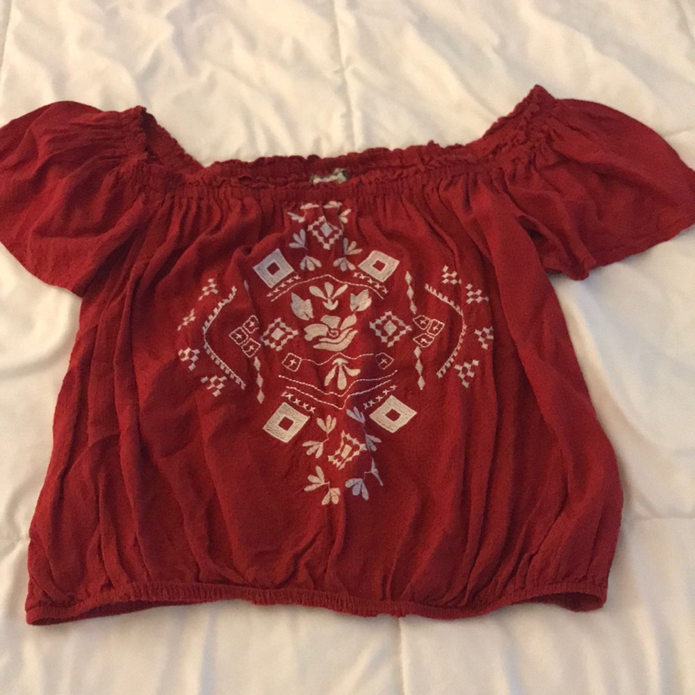 XS off the shoulder red top